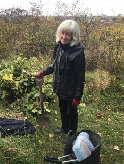 Margaret Hetherington doing trail clearance.